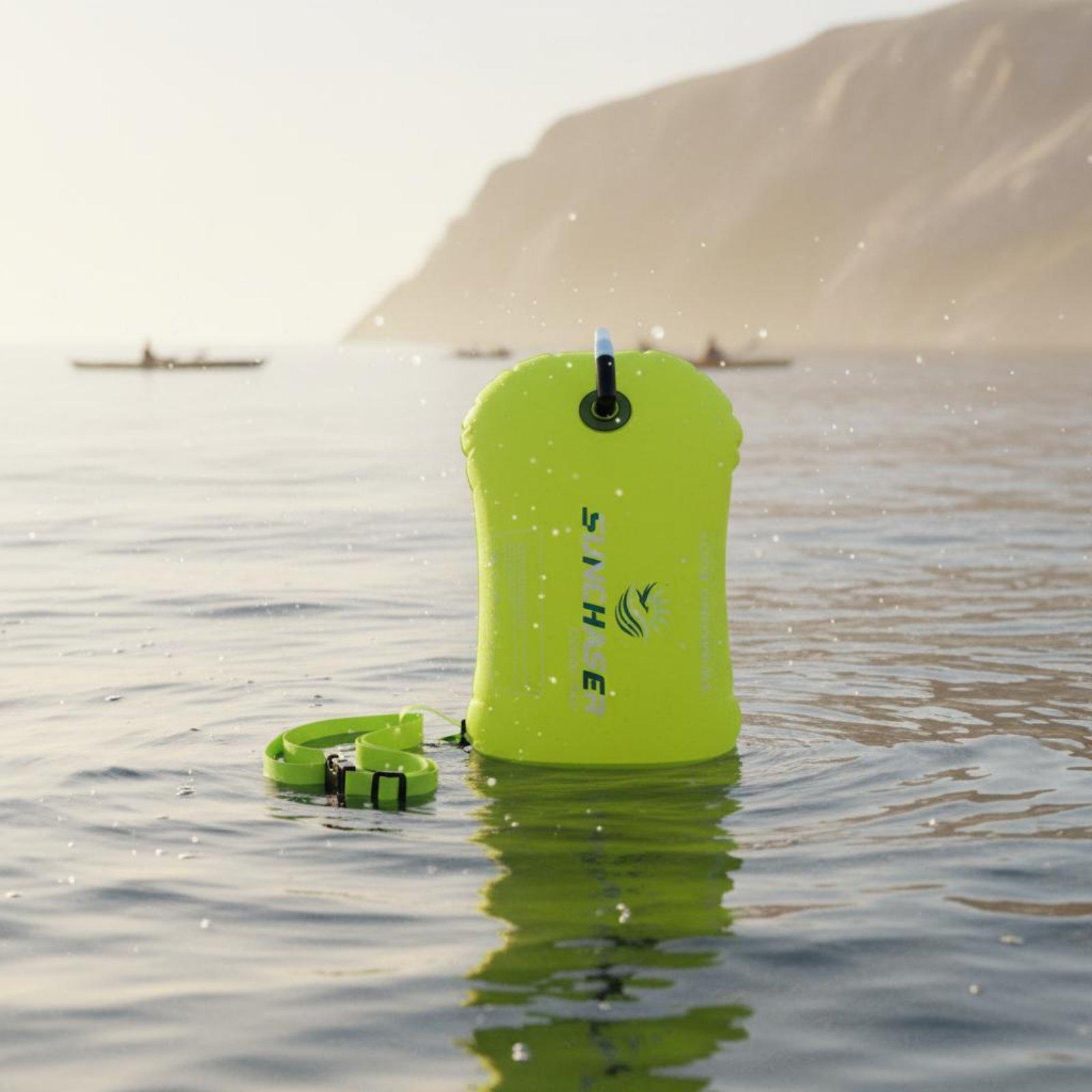 Swim Buoy Open Water - ห่วงยางลอยน้ำแบบเป่าลม พร้อมช่องเก็บของ อุปกรณ์เสริมสำหรับสระว่ายน้ำ สำหรับนักว่ายน้ำผู้ใหญ่ในน้ำเปิด