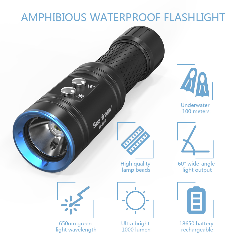 Strbea ไฟฉาย LED 1000ลูเมน,ไฟฉ - Underwater Flashlight บทวิจารณ์และราคา
